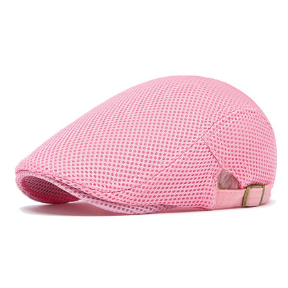 Men Women Hat Adjustable Newsboy Beret Ivy Cap Cabbie Flat Caps  Breathable Mesh Summer