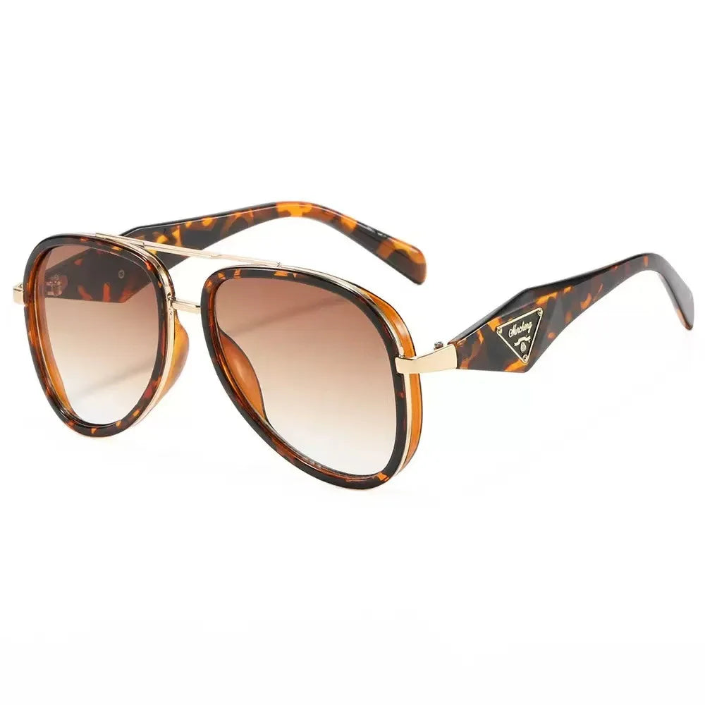 Retro Aviator Tortoiseshell Sunglasses UV400 Protection Metal Frame Shades Luxury Sun Glasses Fashion Eyewear Unisex Oversized