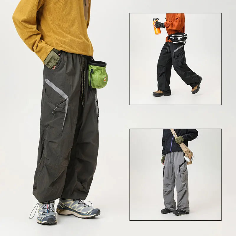 Autumn Hiking Pants Outdoor Patchwork Waterproof Mountaineering Zippered Trousers Male Elastic Waist Camping Fishing Cargo Pants