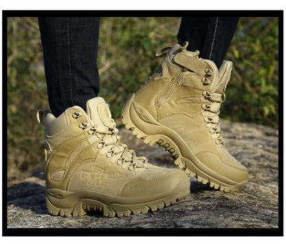 New Men Tactical Boots Army Breathable Desert High Quality Unisex Waterproof Male Hunting Boots Ankle Work Climbing Hiking Shoes