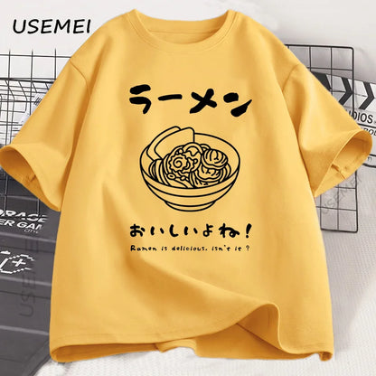 Ramen T Shirt Japanese Tshirt Food Lover Kawaii Japanese Streetwear Foodie Noodle T-shirt Woman Man Cotton Short Sleeve Tees