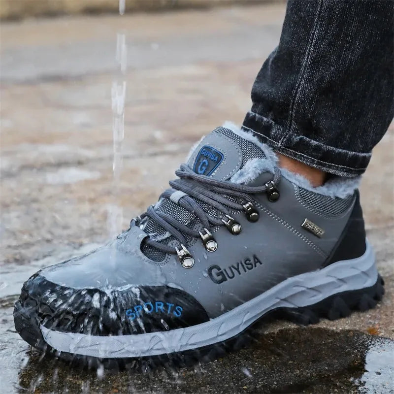 2024 New Winter Plush Safety Work Shoes For Men Waterproof Indestructible Steel Toe Cap Anti Nail Construction Shoes Male Boots