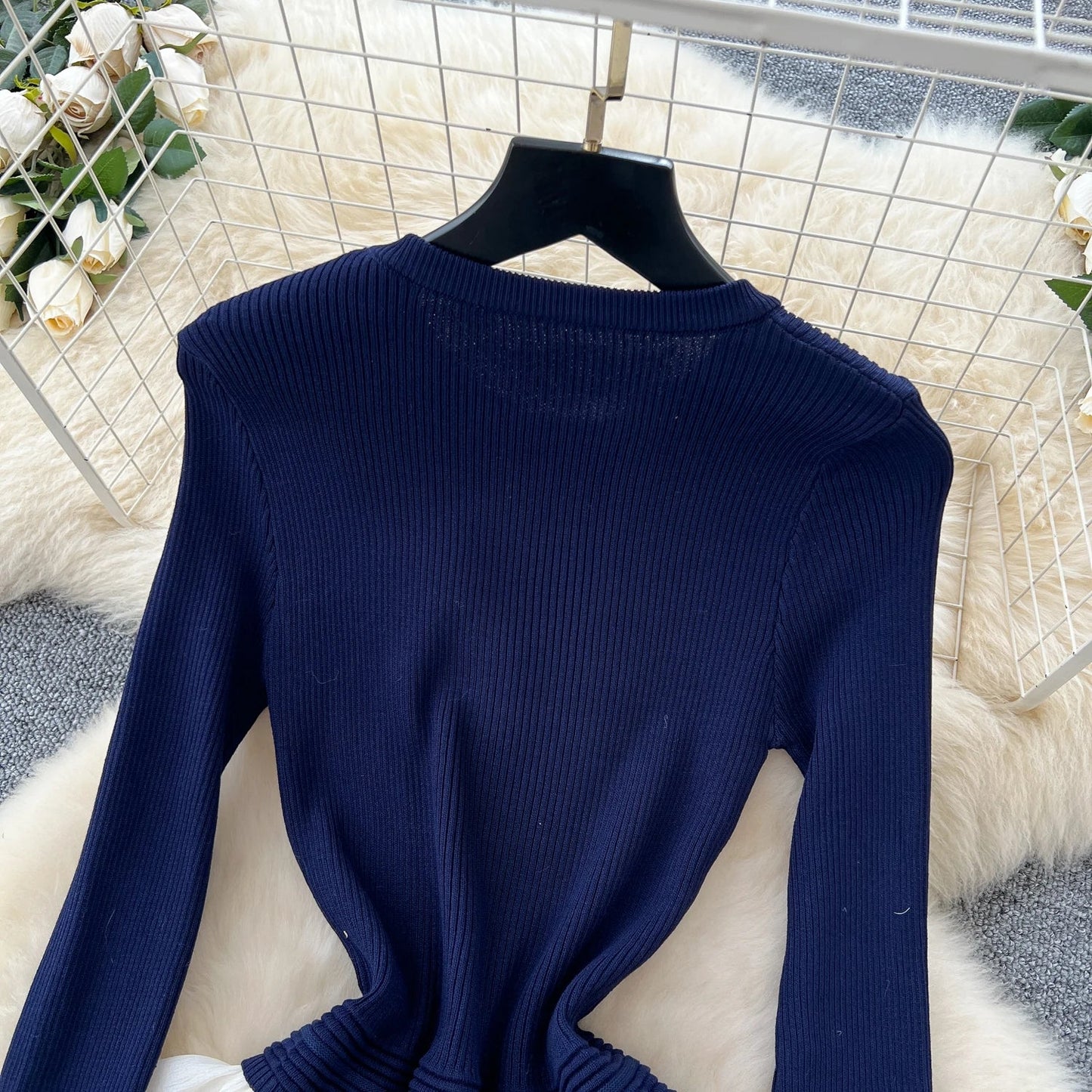 Autumn 3D Floral Spliced Long Dress 2025 Female O Neck Long Sleeves High Quality Slim Luxury Knitted Party Cake Dress