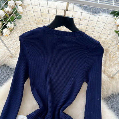 Autumn 3D Floral Spliced Long Dress 2025 Female O Neck Long Sleeves High Quality Slim Luxury Knitted Party Cake Dress
