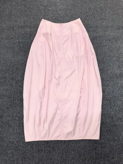 Maxdutti Design Sense Split Flower Bud Skirt French Elegance Minimalism High Waist Women's Skirt Woman Clothing Faldas Skirts
