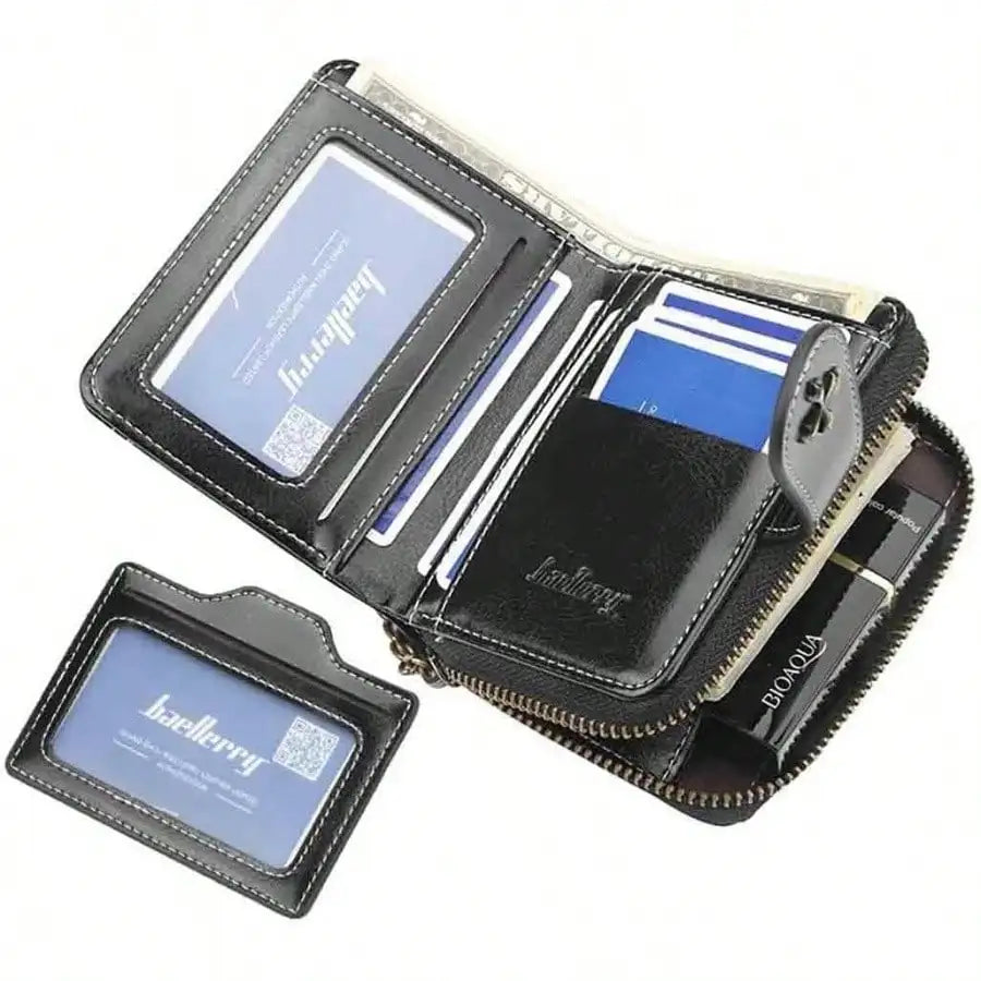 Women’s Retro Small Wallet – Mini Leather Credit Card Holder, Double-Fold Design with Zipper, Compact Aesthetic Wallet