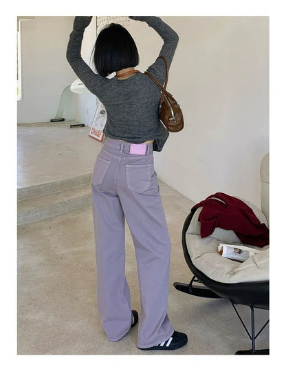 FINEWORDS Vintage High Waist Loose Jeans Women Wide Leg Korean Casual Washed Denim Jeans Streetwear Harajuku Wide Leg Jeans