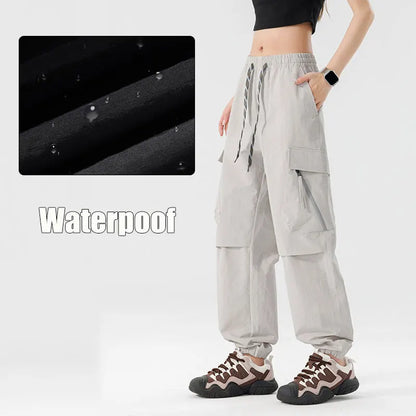 Hiking Men Pant Breathable Waterproof Trousers Elastic Waist Camping Pant Women Slant Pockets Travel Pant Outdoor Sports Pant