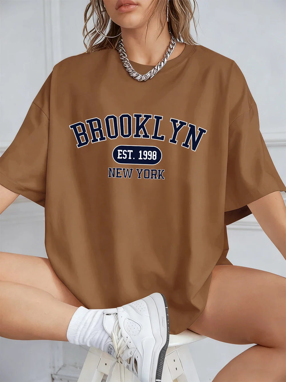 New York Est 1998 Prints T-Shirts Women Summer Cotton Short Sleeve T Shirt Loose O-Neck Comfortable Tops Casual Clothes