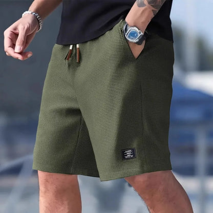 Men's Waffle Texture Shorts Summer Casual Sports Plus Size Loose Fit Knee-Length Shorts Male Oversized Streetwear Beach Pants