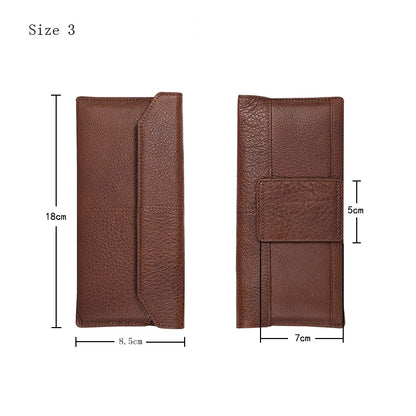 Genuine Leather Slim Phone Pouch Case For iphone 14 13 12 Pro Max Samsung S23 S22 Ultra Belt Clip Holster Cover Bag 4.7-7.2 inch
