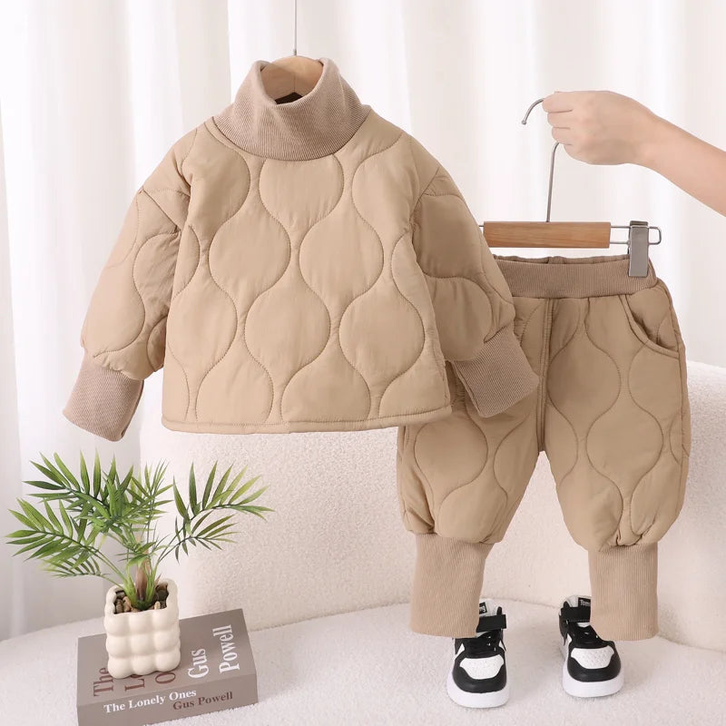 New Winter Fashion Baby Clothes Suit Children Boys Thick Warm T-Shirt Pants 2Pcs/Sets Kids Girls Clothing Infant Casual Costume