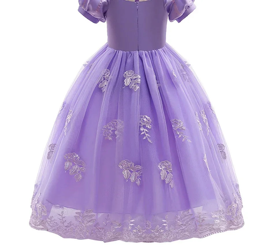 Girl Pink Aurora Cosplay Princess Dress Up Kids Christmas Halloween Tulle Fancy Rapunzel Costume for Children Girls Birthday
