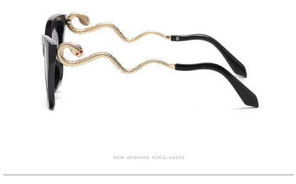 Fashion Large Frame Cat Eye Sunglasses Women Gradient Glasses Punk Color Block Design Sexy Ladies Metal Snake Eyeglasses