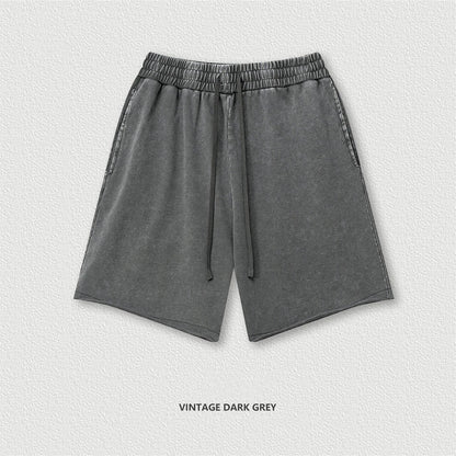 New 2025 Men Summer Loose Edge Washed Cotton Shorts Unisex Retro High Street Distressed 330gsm Shorts Brand Clothes HY1056