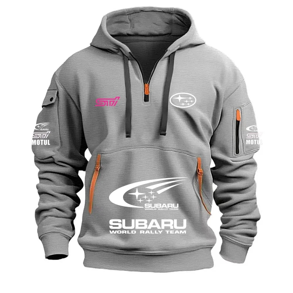 2026 New SUBARU STI Racing Series Men's Sports Hoodie with Kangaroo Pocket and Warm Fleece