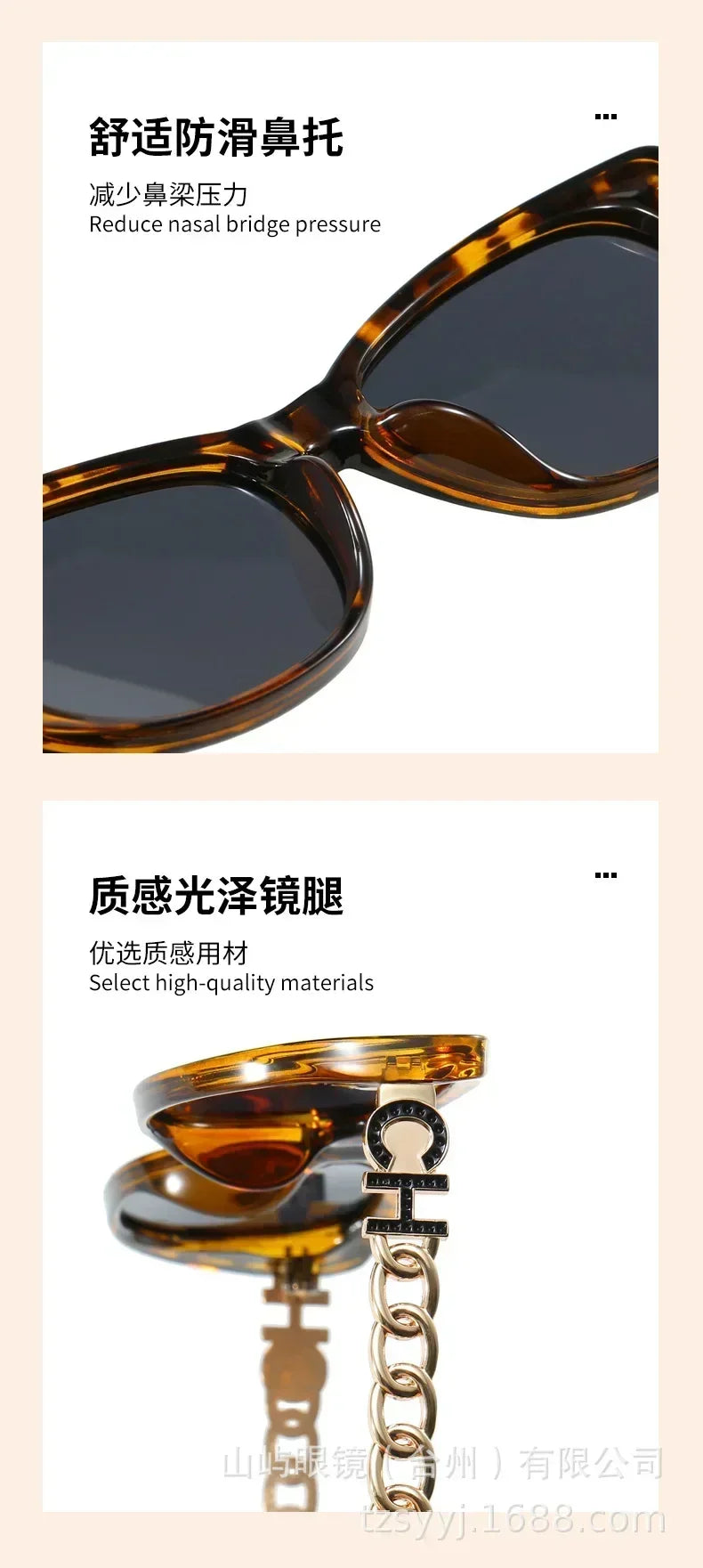 2025 New Trend Oval Polarized Sunglasses Women's Chain Hollow Frame Cat Eye Sun glasses Women's Fashion Luxury Design Glasses