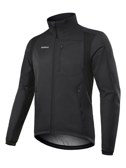 BERGRISAR Men's Winter Cycling Jacket Softshell Windproof Thermal Fleece Bike Jacket Running Jacket Windbreaker BGA025