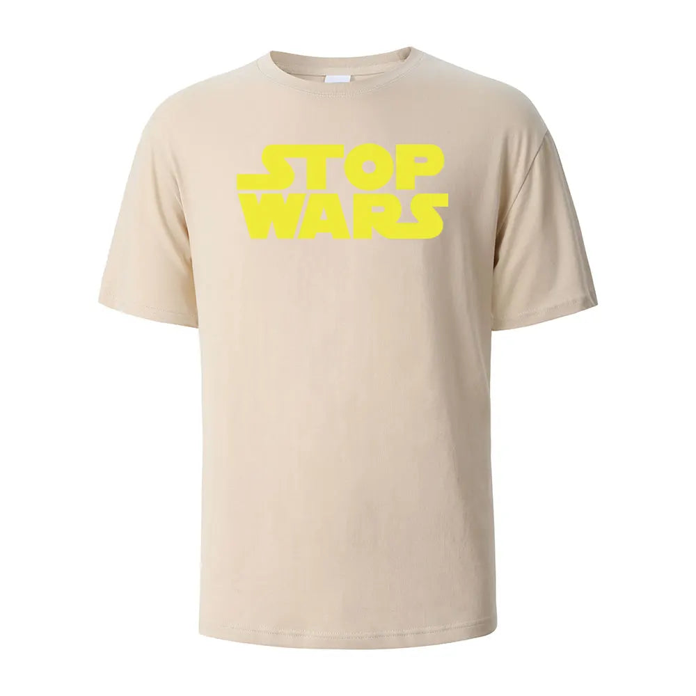 Stop Wars Printing Men‘s T-shirt Street Casual Breathable Tees 100% Cotton Funny Tops Street Oversized T-Shirts For Men Women