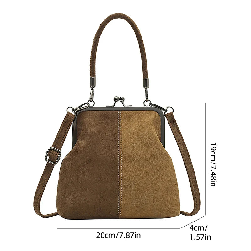 Women's Retro Frosted Splice Handbag Large Leisure Travel Trip Shopping Work Commuting Crossbody Shoulder Bag Elegant Clutch Bag