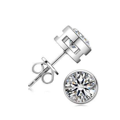 1ct D Color Moissanite Earring 925 Sterling Sliver Plated White Gold Ear Stud Wedding Engagement Earrings For Women