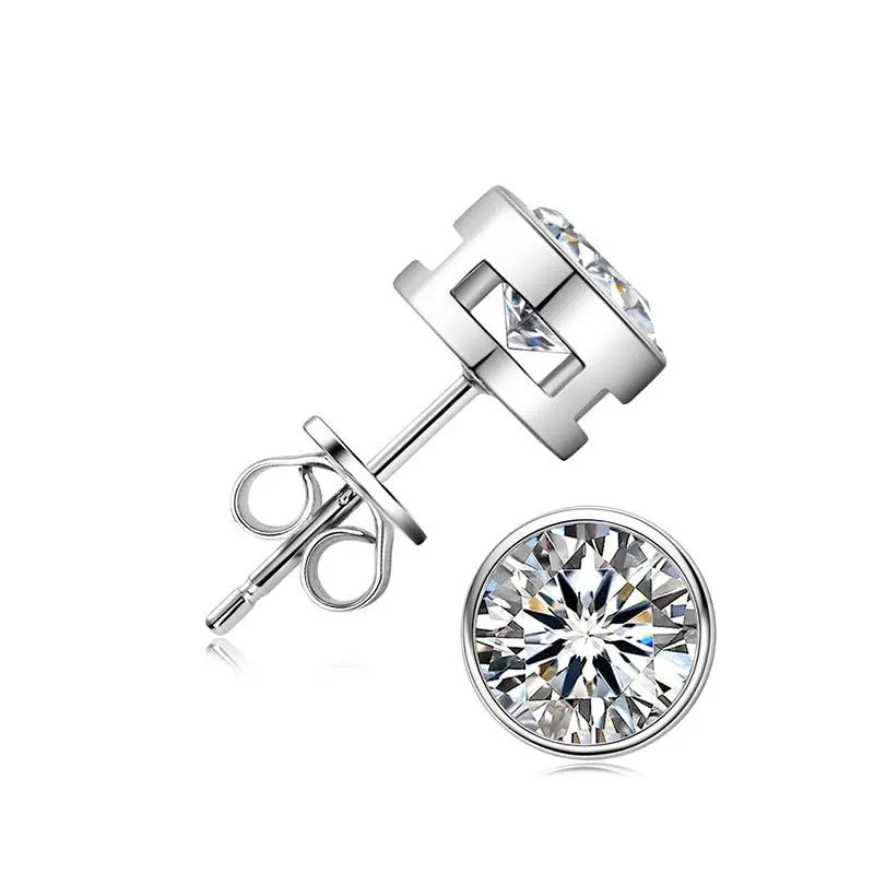 Real 0.5ct/1ct/2ct D Color Moissanite 925 Sterling Silver Gold Plated Stud Earrings For Women Wedding Fine Jewelry Gift