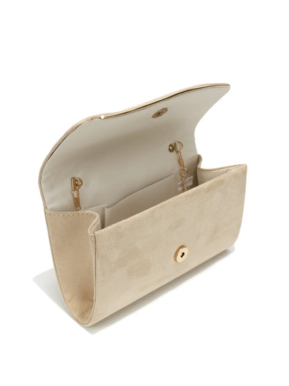 New Design Envelope Design Women Evening Bags Apricot Velvet Glitter Metal Clutch Bags With Shoulder Chain For Wedding