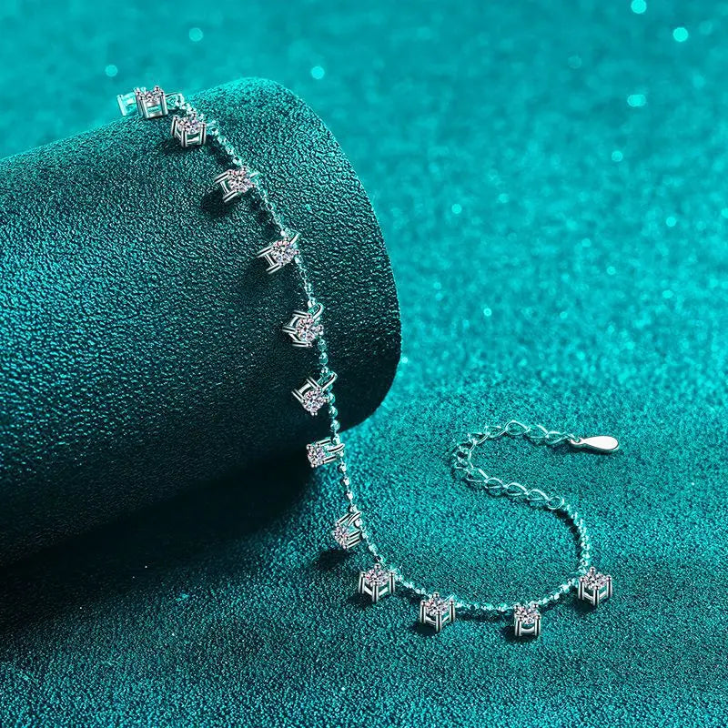 1.3/3.9cttw D Color Moissanite Tassel Bracelet for Women Full Diamond Tennis Bracelet 100% S925 Sterling Silver Chain GRA