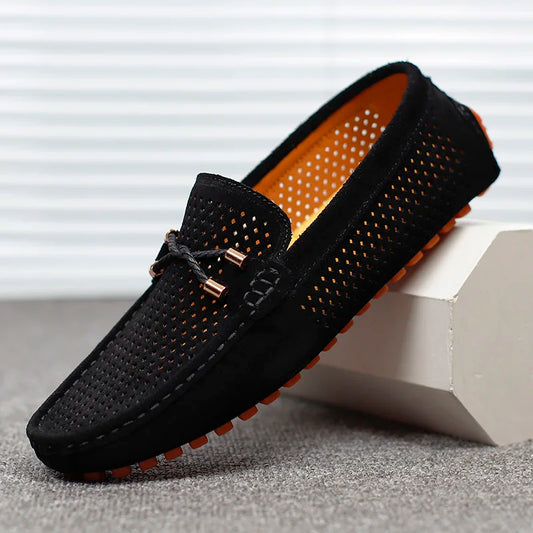 Mens Casual Shoes Genuine Leather Man Loafers Slip on Flats Lightweight Mens Driving Shoes Lazy Shoes