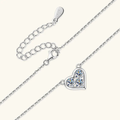 Certified 0.3CT Round Moissanite Necklace 925 Sterling Silver Heart Shape Pendant Necklace for Valentine's Day Jewelry