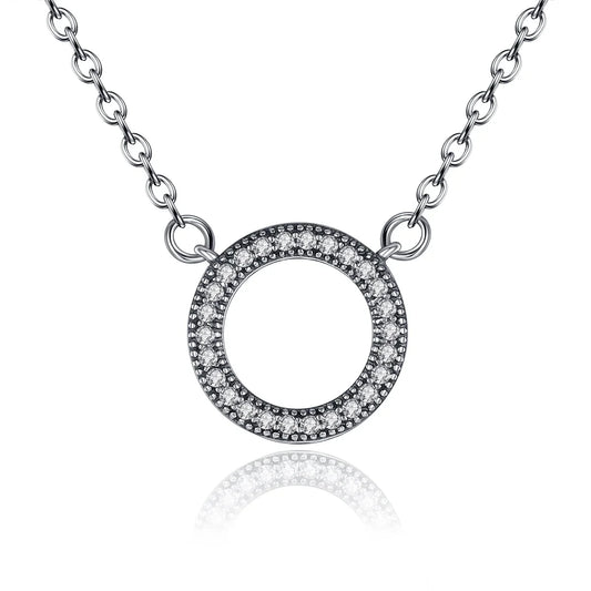 925 Sterling Silver Hearts of Brand Clear Zircon Round Shape Pendant Necklace for Women Party Fine Jewelry 17.71'' PSN010