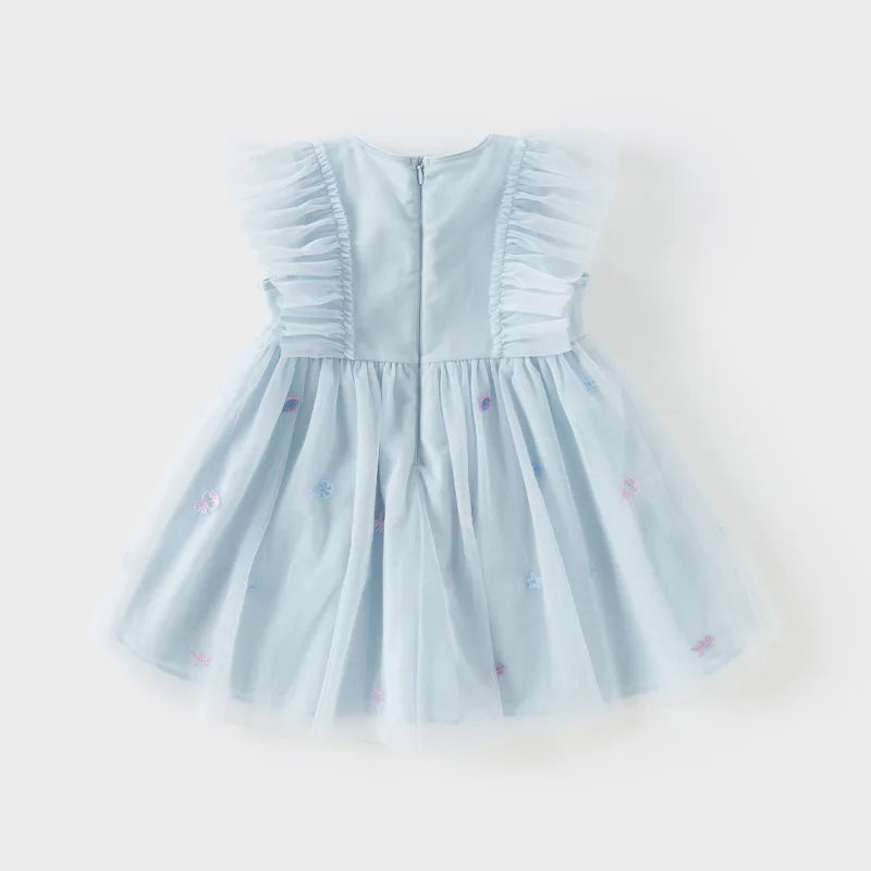 Girls Baby Princess Dress Summer Sweet Shell Embroidery Kids Mesh Elegant Dress Party Outdoor Seaside DB2251295