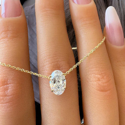 1/2/3carat Solitaire Oval Cut Moissanite Diamond Pendant for Women 18kYellow/Rose Gold Plated S925 Silver Minimalist Neck Chain