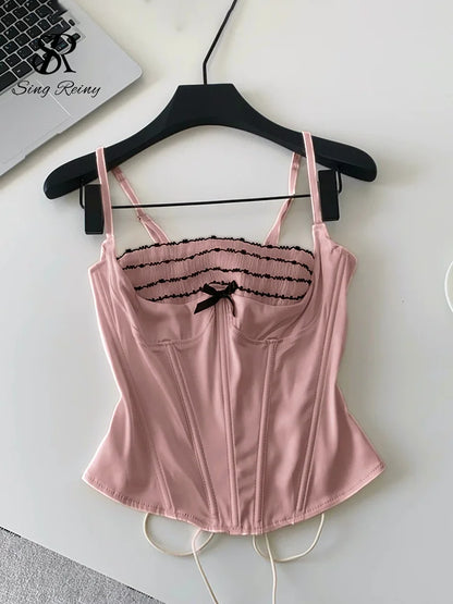 Lace Ruffles Sexy Camisole Female Strap Corset Slim Hot Girl Sensual Party Tank Top Summer 2026 Ins Holiday Mini Tops
