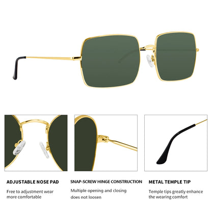 Polarized Sunglasses for Men XXL Size Extra Large Rectangular Metal Ultralight UV400 Protection Glasses 8812