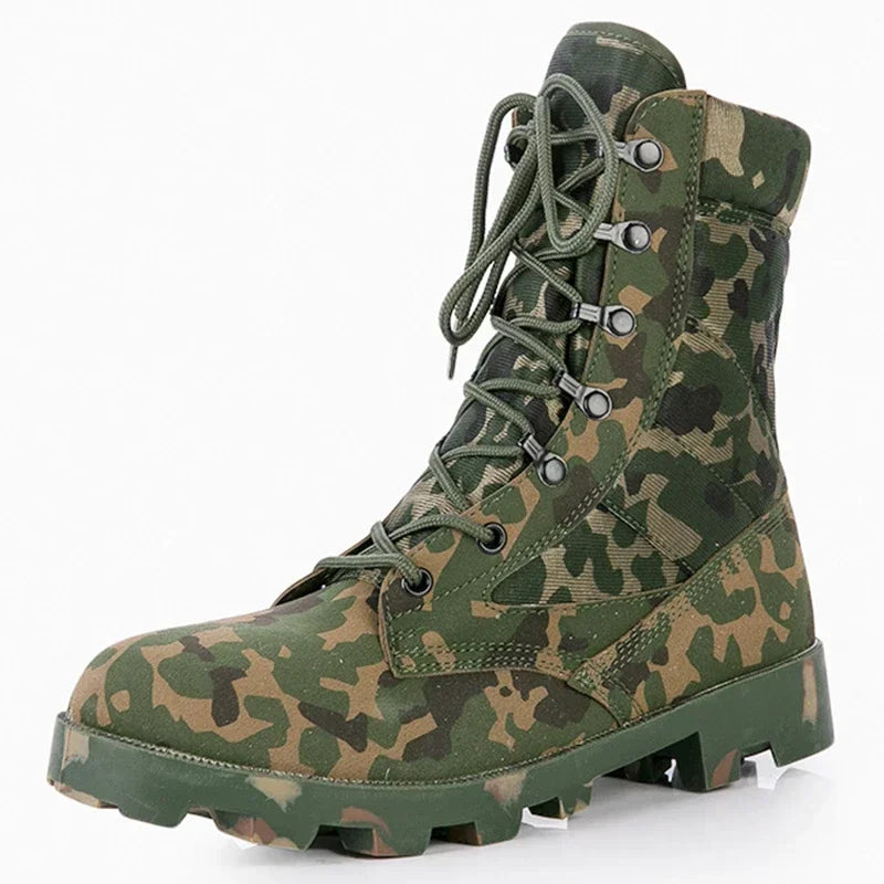 Camouflage Ankle Boots Men Outdoor Genuine Leather Panama Soles Tactical Combat Boots Hunting Work Boot Man Hiking Shoe 47