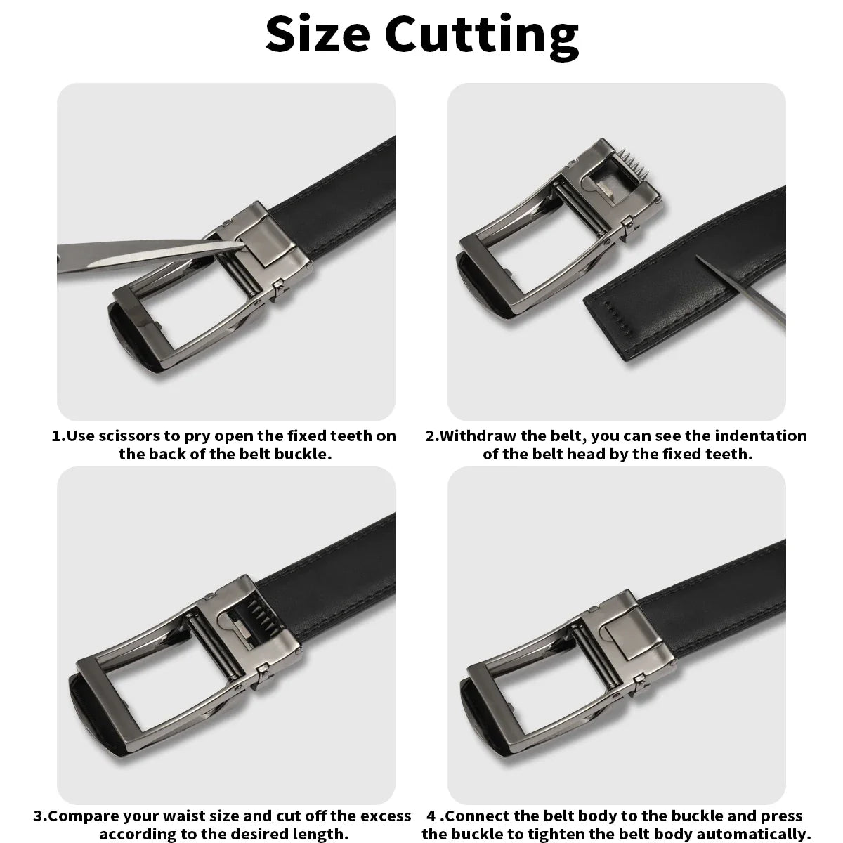 Men's automatic buckle waistband, adjustable without holes, suitable for office and daily casual wear