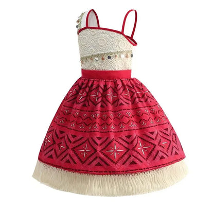 2 Vaiana Costume Girls Princess Dress Children Purim Lace Clothes Kids Cartoon Cosplay Outfits Birthday Party Frock