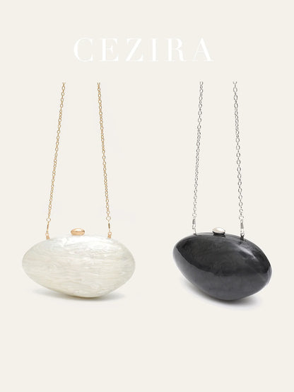 Fashion Women’s Glamorous Elegant Novelty Shell Shaped Clutch Solid Color Acrylic Long Chain Evening Bag Party Dinner Banquet