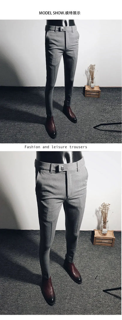 Men Suit Pants Formal Trousers Stretch Slim Pantalone Hombre Calça Masculina Solid Color Casual Dress Pants Fashion Men Clothing