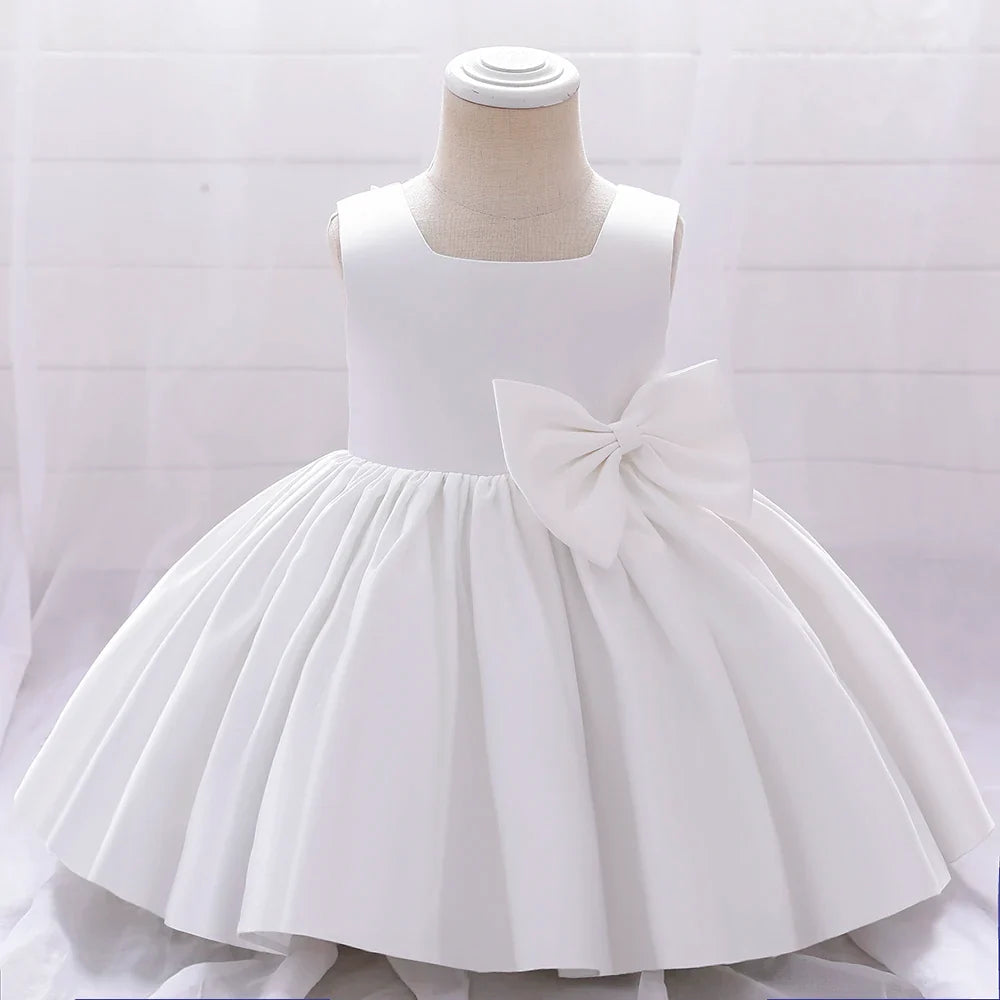Big Bow Baby Girls Party Dress Toddler 1st Birthday Baptism Princess Kids Dresses for Girl White Wedding Prom Christmas Costumes