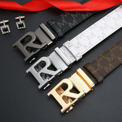 New Top material genuine leather cowhide men's belt, fashionable and versatile business belt for men luxury brand belts