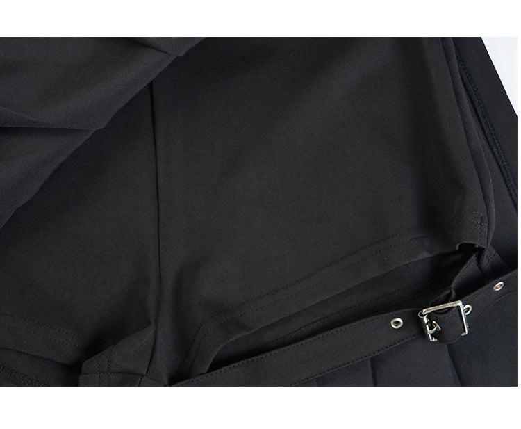 Punk Mall Goth Shorts Skirt Women Y2k E-girl Streetwear Harajuku Leg Ring Buckle Detachable High Waist Emo Alt Clubwear
