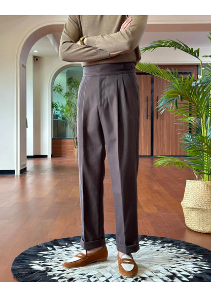 Naples Pants For Men High-Waisted Daily Office Straight-Leg Casual Long Trousers Commuting Versatile British Style Autumn Dress