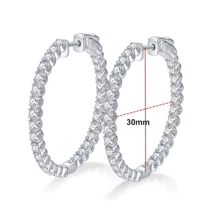 2mm D Color Moissanite Earring s925 Silver Plated 18k White Gold with GRA Certificates Wedding Hoop Earrings for Women