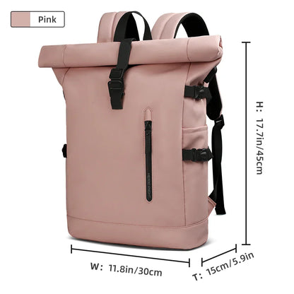 Heroic Knight Men's backpack Waterproof Roll Top Backpack Women Travel Expandable USB Charging Large Capacity Laptop Bag Mochila