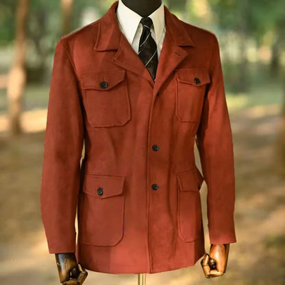 Men's Classic Velvet Blazer Single Breasted Wool Blend Hunting Coat with Four Pockets Snowflake Print plus Size Sport Coat