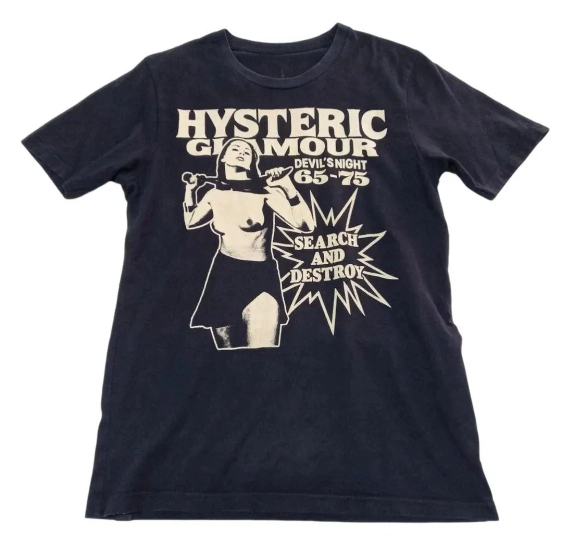 Hysteric Glamour 90s Retro Style Charcoal Reprint T Shirt for Men Women Y2k Graphic Short Sleeve Shirt Unisex Men Women Summer