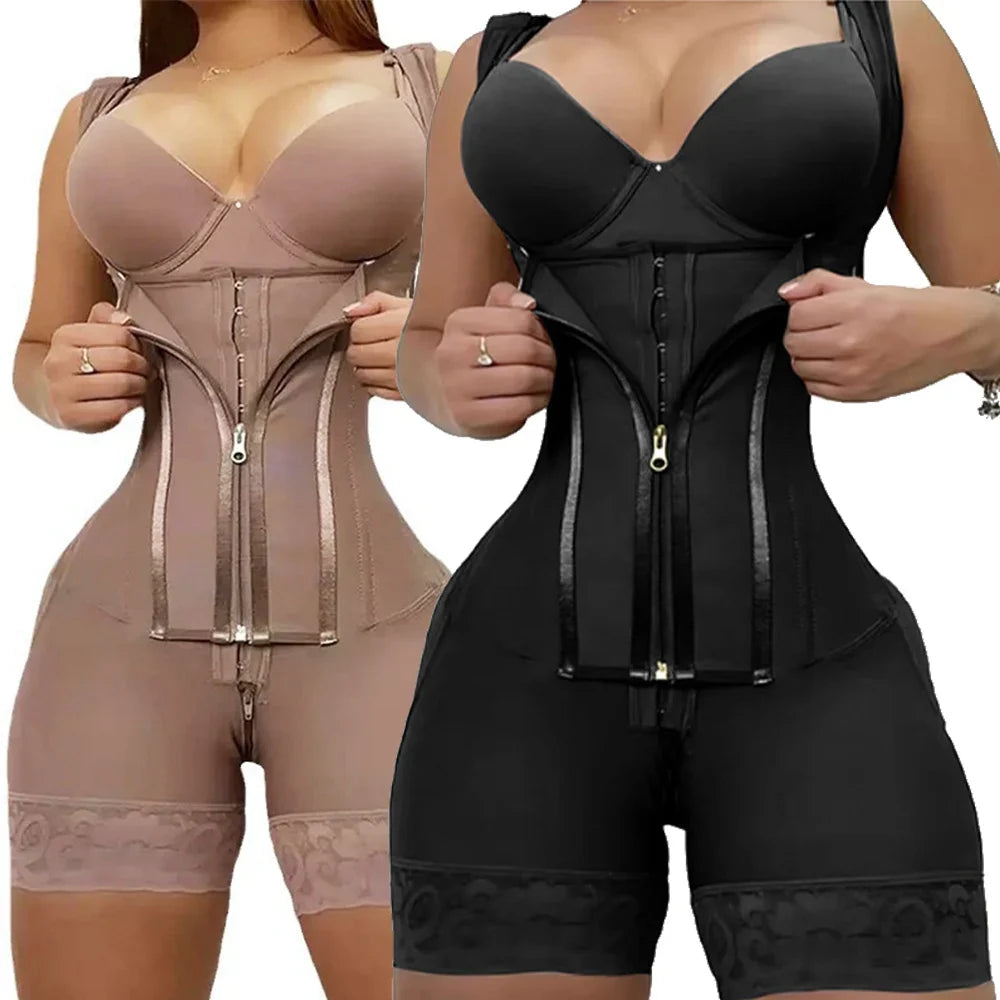 Fajas Shapewear Bodysuit Body Shaper Women 9-bone High Compression Girdles Double Tummy Control Full Body Open Crotch