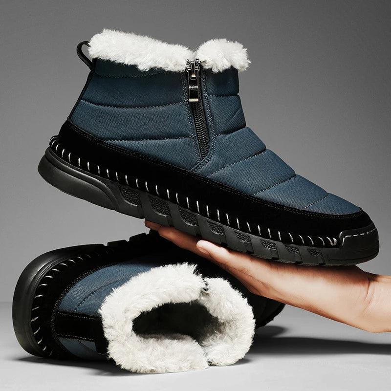 New Fashion Men's Boots Winter Plush Men Snow Boots Warm Fur Ankle Boots Outdoor Non-slip Sneakers Winter Casual  Boots Size 46